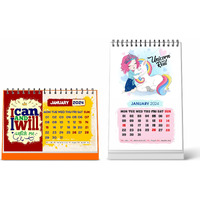 ESCAPER Unicorn Theme Desk Calendar & I can Motivational Desk Calendar 2024 Combos