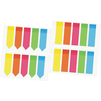 IMPRINT 400 TABS - 200 Flat Type Flags and 200 Arrow Flags Fluorescent Self Sticky Notes- Dimension 4.5 cm x 1.3 cm Each Color