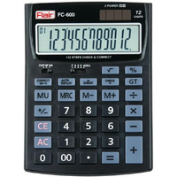 Flair FC-600 Desktop Series Basic Calculator | 12 Digits Calculator | Mark Up with GT Keys | Auto Power Off | Dual Power with Solar | Auto Replay | 112 Steps Check & Correct | Black, Pack of 1