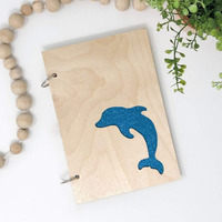 DI-KRAFT Refillable Ring Lock Wooden (MDF) Cover Laser Cutting Dolphin Shape Diary Unruled Paper Sheets Notebooks for Writing Sweet Memories Journal Planner Scrapbook A5(160 Pages, 6x8 Inches)