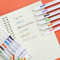 SHUTTLE ART 2 in 1 Colored Gel Pen, Dual Line Fine Piont 0.5mm Curve Highlighter Pen with 12 Colors, Drawing Pen Set for Journaling Scrapbook Note Taking Supplies,Pack of 6 Pens