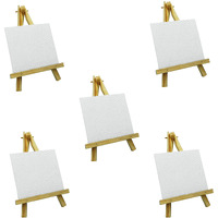 Eduway 6 Inch Mini Wooden Display Easel Tripod Stand for/Sketch Accessories/Natural Craft/Art/Painting/Mini Canvas/Photo Frame/Business Card/Display with 5x5 Inch Canvas(10 PCS).