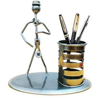 OFIXO Metal Pen Holder with Musician Playing Pen Stand Pack of 1