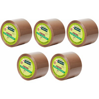 YAJNAS 48mm x 35 Meters, Pack of 5, Brown BOPP Tape Self Adhesive High-Strength Packing Tape Rolls, Packaging Tape | Brown Cello Tape | e Commerce Packaging Tape for Home, Office use & Box Packaging