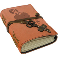 DI - KRAFT Handcrafted Belt Lock Journal Leather Diary with 200 Pages Unruled Handmade Paper Daily Planner Blank Page Diary