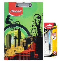 Maped Premium Exam kit - 2pc Set (City Theme) |Premium Clipboard and Automatic Mechanical Pencil|Pen Pencil|Exam Pad for Students|Ideal for School Students | Essential Exam Kit| Automatic Pencil