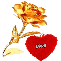 OFIXO Valentines Day Friendship's Day Special with Beautiful Gift Box and Carry Bag, Golden Rose (30x9x9cm)