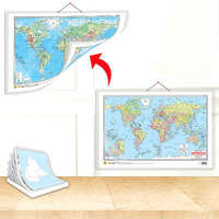 SMALL - 100 SOUTH AMERICA POLITICAL OUTLINE MAP FOR SCHOOL and 2 IN 1 WORLD POLITICAL AND PHYSICAL Chart IN HINDI | Combo of 2