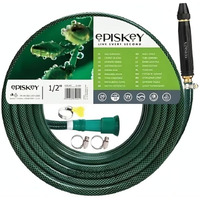 EPISKEY Heavy Duty Expandable Garden Hose Flexible Water Pipe with Double Latex Core Stainless Metal Nozzle Water Spray Gun Braided Outer Layer Small No Kink Hose (Multicoloured) (15 Meter)