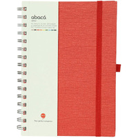 COMMA Abaca - A5 Size - Wire-O-Bound Spiral Notebook with Elastic Band Closure & Pen Loop - 200 Pages - 80gsm Natural Shade Paper - Textured Cover Material - (Red)