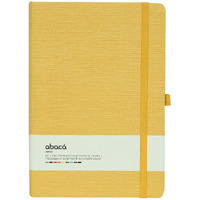 COMMA Abaca  A5 Size  Hard Bound Notebook with Elastic Band Closure & Pen Loop  192 Pages  80gsm Natural Shade Paper  Textured Cover Material  (Yellow)