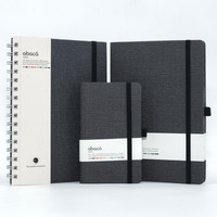 COMMA Abaca Combo | A5 Size Hard Bound, A5 Size Wire-O-Bound Notebook and A6 Size Pocket Notebook | 192 Pages ( A5 HB & A6 HB ) and 200 Pages (A5 WB) | 80gsm Natural Shade Paper | Textured Cover Material - (Black)