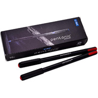 Pentonic 0.7 mm Ball Point Pen Box Pack | Black Body | Red Ink | Set of 10 Pens x 2 Packs