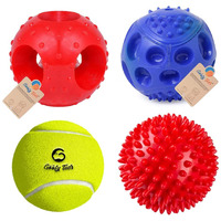 Goofy Tails Dog Ball Dog Toys Combo (4 Balls Combo)| Hole Dog Ball + Dog Spike Ball + Dog Tennis Ball + Hard Squeaky Rubber Ball for Dog| Toys for Dogs for All Breeds| Dog Toy Ball for Dogs