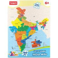 Funskool - Play & Learn India Toy Map, Educational, 104 Pieces, Puzzle, For 6 year Old kids And Above, Multi Color