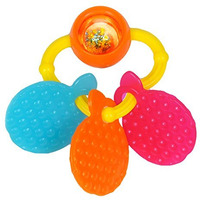 Giggles Funskool Plastic-Orange Teether,Teether For Babies To Sooth Their Gums,Easy To Grasp And Chew With Rattle Sounds,3 Months&Above,Infant Toys