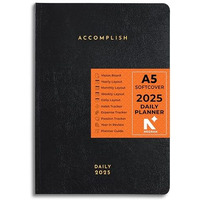 NEORAH  A5 - 2025 |512 Pages | DAILY Dated ACCOMPLISH Planner - SOFT COVER | Includes Dated Yearly Layout | Monthly Layout |Weekly + 24hrs Hourly Layout | 365 Daily Pages | 12 Month Budget | 12 Month Habit Tracker Wheel | Track Goals | Things to Do | Health | Priorities | Affirmations | Accomplishments | Gratitude Journal -12 Month Productivity Pro Planner Diary with Dates for Work, Study Size: (21.0 x 14.8 cm) | (Black)