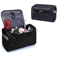 House of Quirk Hanging Travel Toiletry Bag Organizer & Bathroom Hygiene Dopp Kit with Hook for Traveling Accessories Toiletries Bathroom Shaving & Makeup for Men and Women (Black)