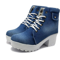 FASHIMO Women s Biker Boots (Blue Jeans, 3 UK/36 EU)
