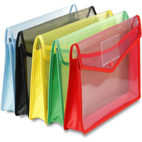 GreatDio Transparent Envelope Folder | Poly-Plastic A4 Documents File Storage Bag with Snap Button | Document Folder for A4 Size Certificates | Bag for Document (Set of 5)