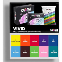 Kadam Pakka Rang Fabric Dye for Clothes, Multicolour Combo (C1: Vivid- Lemon Yellow, Orange, Red, Violet, Blue, Sky Blue, Brown, Parrot Green, Baby Pink, Teal Green), DyFix Color Fixer