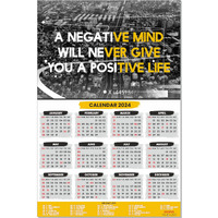 ESCAPER Positivity Theme Motivational Calendar 2024 for Wall Single Page Yearly Wall Hanging with Easy Application Perfect New Year Gift (12 x 18)