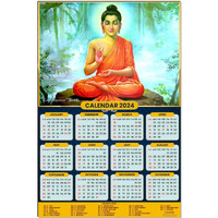 ESCAPER Lord Gautam Buddha Calendar 2024 for Wall Single Page Buddist Yearly Wall Hanging Easy Application Perfect New Year Gift (12 x 18)