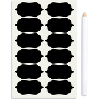 Uzoid Pack of 96 Waterproof Vinyl Self-Adhesive Stickers for Mason Jars Glass Bottles, Decals Craft, Kitchen Jar Labels Stickers with Pencil (Black Design 1, 2.5 Inch X 1.25 Inch)