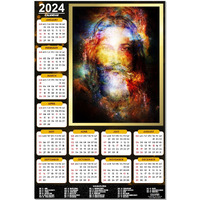 ESCAPER Jesus Christ Sparkle Portrait Calendar 2024 for Wall Single Page Yearly Wall Hanging Easy Application Perfect New Year Gift (Pack of 2 Units)
