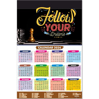 ESCAPER Follow your Dreams Motivational Calendar 2024 for Wall Single Page Yearly Wall Hanging Easy Application Perfect New Year Gift (Pack of 2 Units)
