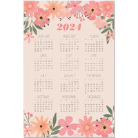 ESCAPER Flower Theme Designer Wall Calendar 2024 for Wall Single Page Yearly Wall Hanging Easy Application Perfect New Year Gift (Pack of 5 Units)