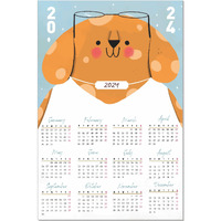 ESCAPER Teddy Bear Theme Wall Calendar 2024 for Wall Single Page Yearly Wall Hanging Easy Application Perfect New Year Gift (Pack of 10 Units)