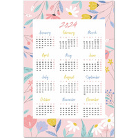 ESCAPER Floral Themes Designer Wall Calendar 2024 for Wall Single Page Yearly Wall Hanging Easy Application Perfect New Year Gift, Baby Pink (Pack of 10 Units)