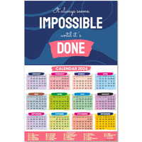 ESCAPER Impossible Until its Done Motivational Calendar 2024 for Wall Single Page Yearly Wall Hanging with Easy Application Perfect New Year Gift (Pack of 10 Units)