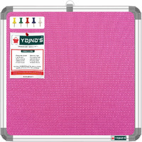 YAJNAS 28x28 CM Premium Material Pink Color Notice Board/Soft Board/Bulletin Board/Pin-up Display Board with 50 Pins for Study Room, Office, School & Home Use