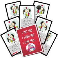 exciting Lives -Romantic Love Cards - Gift for Valentine s Day, Anniversary, Birthday, Sorry, Love, Romance, Care - for Girlfriend, Boyfriend, Husband, Wife - Set of 8 Cards