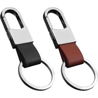 EXKOKORO Premium Soft Car Leather Keychain Key Holder/Organizer For Men Women (2-PACK) | brown