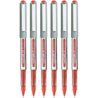 uni-ball Eye UB157 0.7mm Roller Ball Pen | Waterproof Pigment Ink | Lightweighted Sleek Body | Long Lasting Smudge Free Ink | School and Office stationery | Red Ink, Pack of 6