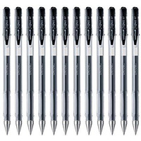 uni-ball Signo UM-100 0.7mm Gel Pen | Extremely Quick Drying Ink | Transparent Sleek Body | Smooth Long Lasting Smudge Free Ink | School and Office stationery | Black Ink, Pack of 12