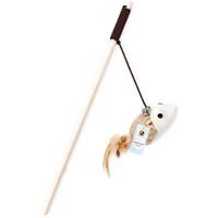 Foodie Puppies Cat Teaser Playing Stick Wooden Cat Wand Toy for Cats and Kittens - (Mouse-Bell - 40cm), Interactive Feather Toy, Wood Teaser Wands, Fun Catcher Cats Stick Toy, Kitty Activity Teaser