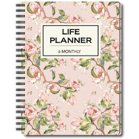 Nourish A5 Life Planner for 6 Months Undated Hardcover, Includes Monthly, Daily, Fitness and Financial Planner