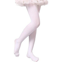The Dance Bible Kid Girls Stretchable Stockings Bright Color Footed Ballet Dance Tights (Small (2-4 Years), White)