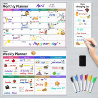 Ohuhu Metal Dry Erase Calendar For Fridge, Set Of 3 Magnetic Calendars 17X12  Monthly Calendars, 17X12  Weekly Organizer & 5X12  Daily Notepad With 6 Markers And A Eraser For Kitchen Refrigerator