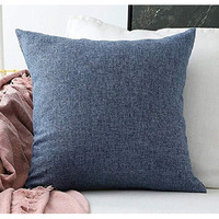 Khooti Jute Cushion Cover, 16x16 Inch (Navy Blue)(Pack of 1)