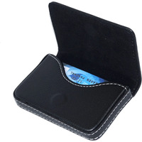 Storite Stitched PU Leather Credit Debit ATM Card Holder Visiting Business Card Case Wallet with Magnetic Shut for Men & Women (Black, 10 x 6 x1.4 cm)