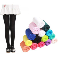 The Dance Bible Kid Girls Stretchable Stockings Bright Color Footed Ballet Dance Tights (Black, 2X-Large Size, Age 10-12 Years)