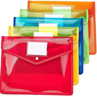 MORE BUY Transparent Plastic Envelope Folder File for Documents/Marksheet/Certificates/Drawing Papers Storage with Snap Button (Size: A4, 36.8cm x 27.9cm) Color: Multicolor) (Pack of 5)