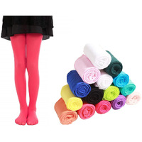 The Dance Bible Kid Girls Stretchable Stockings Bright Color Footed Ballet Dance Tights (Watermelon Red, 2X-Large Size, Age 10-12 Years)
