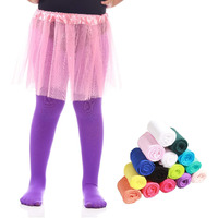 The Dance Bible Kid Girls Stretchable Stockings Bright Color Footed Ballet Dance Tights (Purple, 2X-Large Size, Age 10-12 Years)