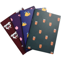 Papboo A5 Handy, Easy to Carry Unruled, Plain Cute Animal Dark Colour Set of 4 for doodling, Writing, Notes, Notebooks -Matte Finished - Journal Diary, Gift.(60 * 4=240 80 GSM Pages)